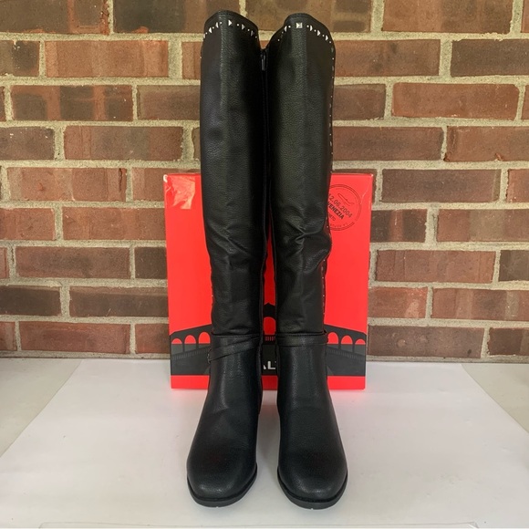 Rialto Womens Ferrell black stud over the knee riding boots US 6.5 M NEW - Picture 2 of 11
